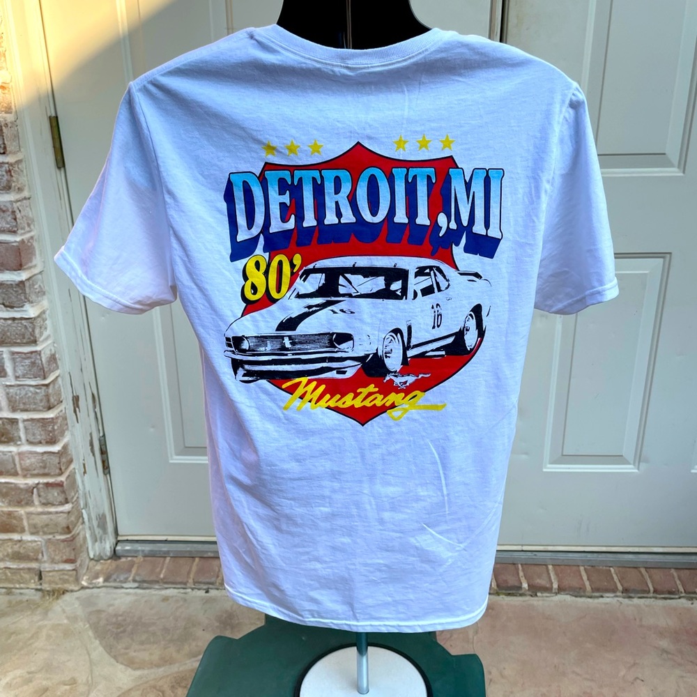 Tee Luv, White, Mustang, Short Sleeve, Shirt, Size M
